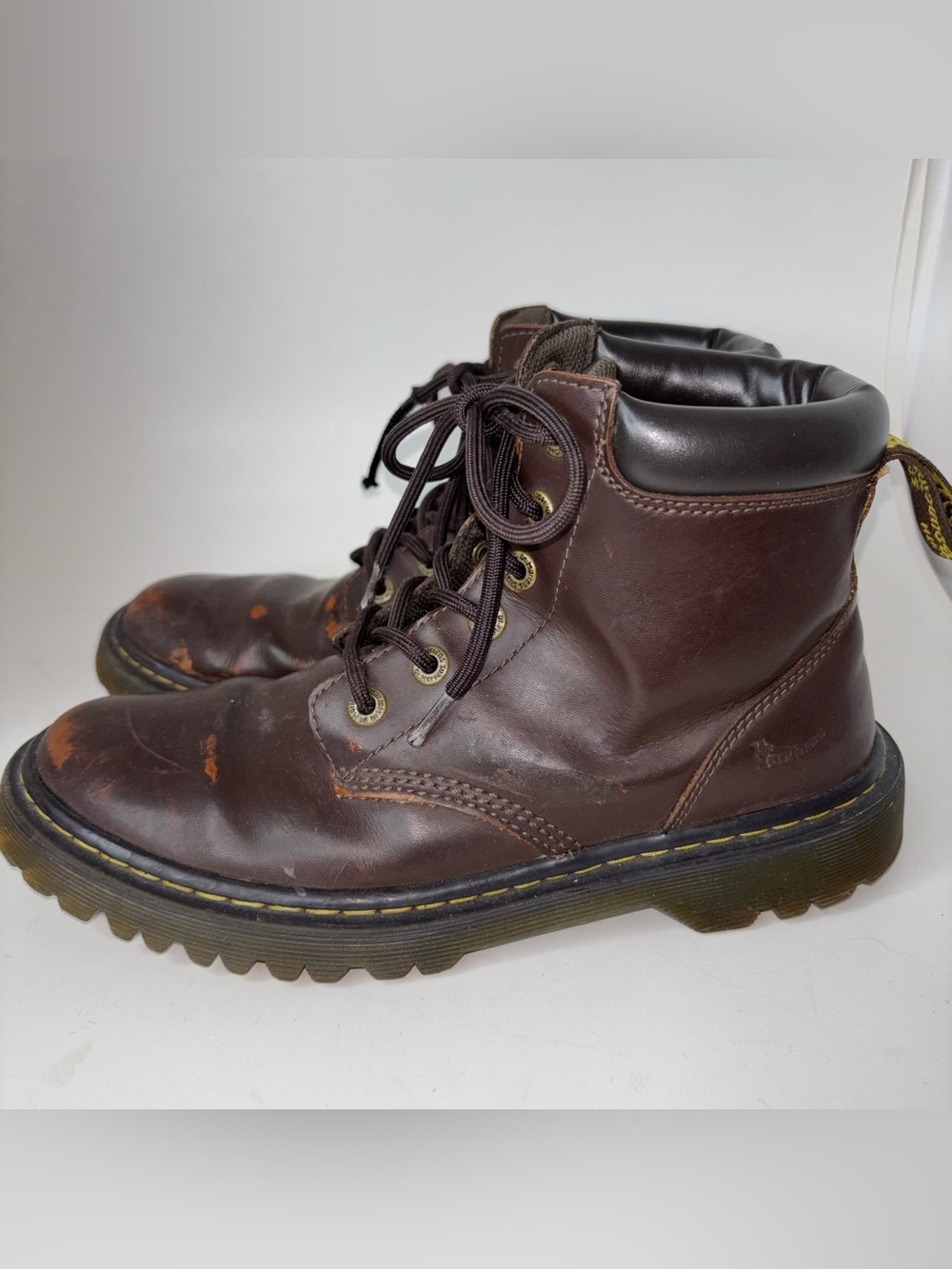 Dr Martens Doc Cartor Combat Boots Mens Size 9 EU 42 Brown Leather 6-Eye